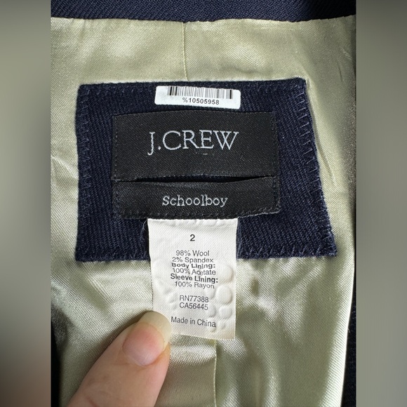 J Crew‎ Classic Original Schoolboy Blazer Wool Navy Size 2 Small - Picture 5 of 9